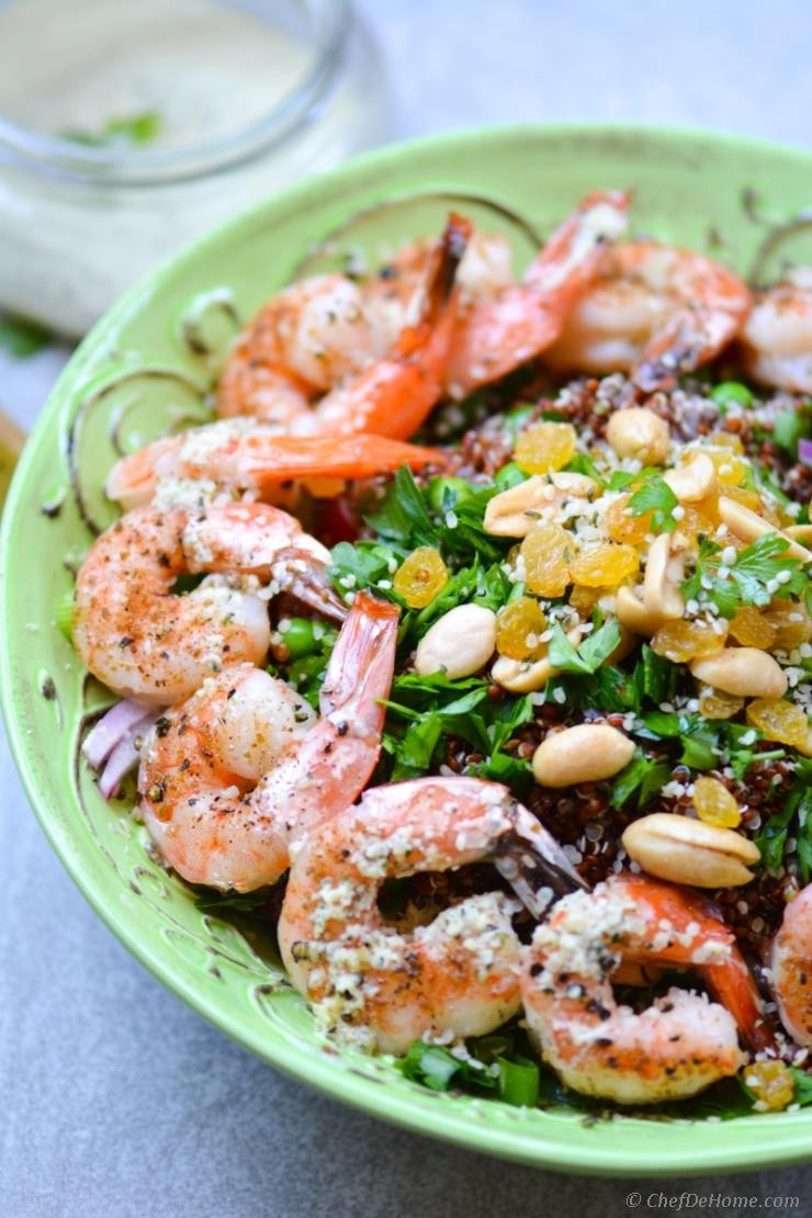 Roasted Shrimp Salad
 Roasted Shrimp and Quinoa Salad with Ginger Hemp Dressing