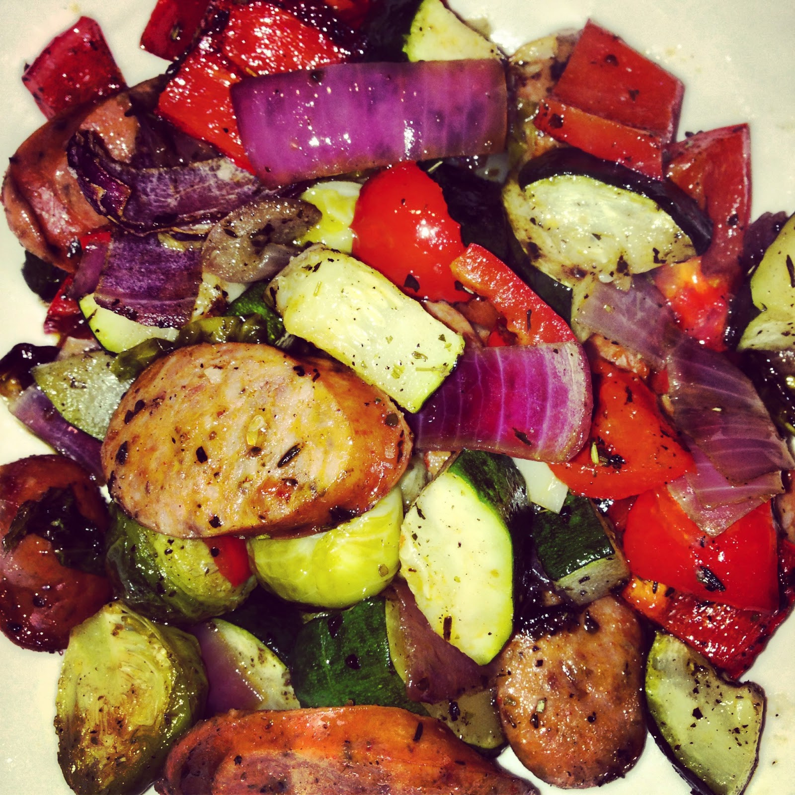 Roasted Vegetables And Sausage
 Quick & Easy Meal Roasted Ve able Medley with Chorizo