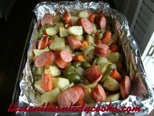 Roasted Vegetables And Sausage
 SMOKED SAUSAGE AND ROASTED VEGETABLES The Southern Lady