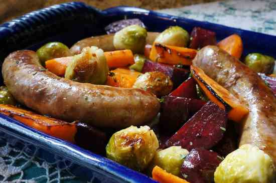 Roasted Vegetables And Sausage
 Roasted Root Ve ables with Sausage Recipe Real Food