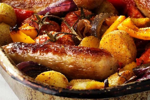 Roasted Vegetables And Sausage
 Sausage and roast veg bake recipe goodtoknow