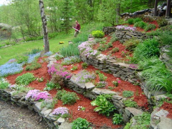 Rock Terrace Landscape
 Backyard terraced rock garden