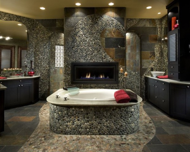 Rock Tile Bathroom
 How To Use River Rock Tile in Bathroom Design 19 Great Ideas