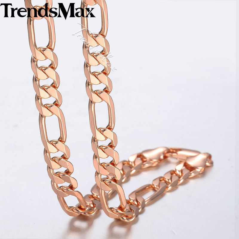 Rose Gold Chain Necklace
 Trendsmax 6mm Necklace For Men 585 Rose Gold Necklace
