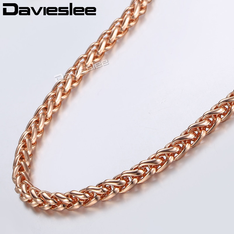 Rose Gold Chain Necklace
 Davieslee Womens Necklace Chain 585 Rose Gold Filled Wheat
