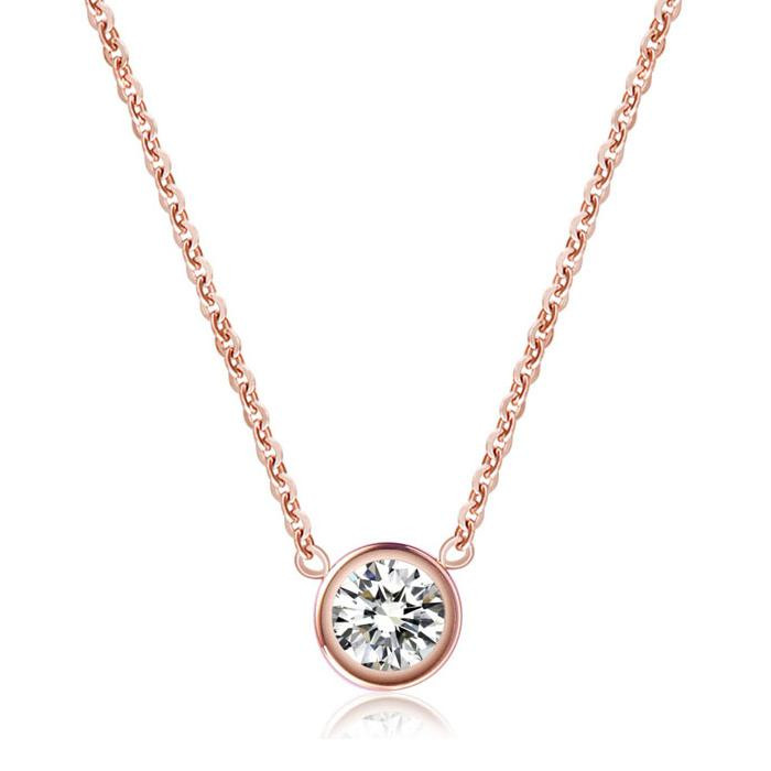 Rose Gold Chain Necklace
 Single Rose Gold Color Gold Diamond Necklace Female Short
