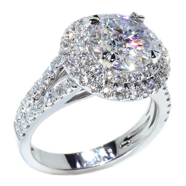 Round Halo Diamond Engagement Rings
 eng round diamond double halo split shank engagement
