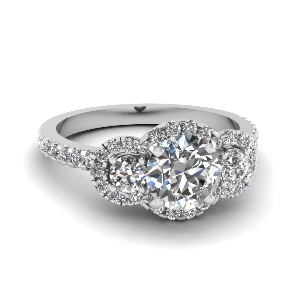Round Halo Diamond Engagement Rings
 Trinity Halo Ring