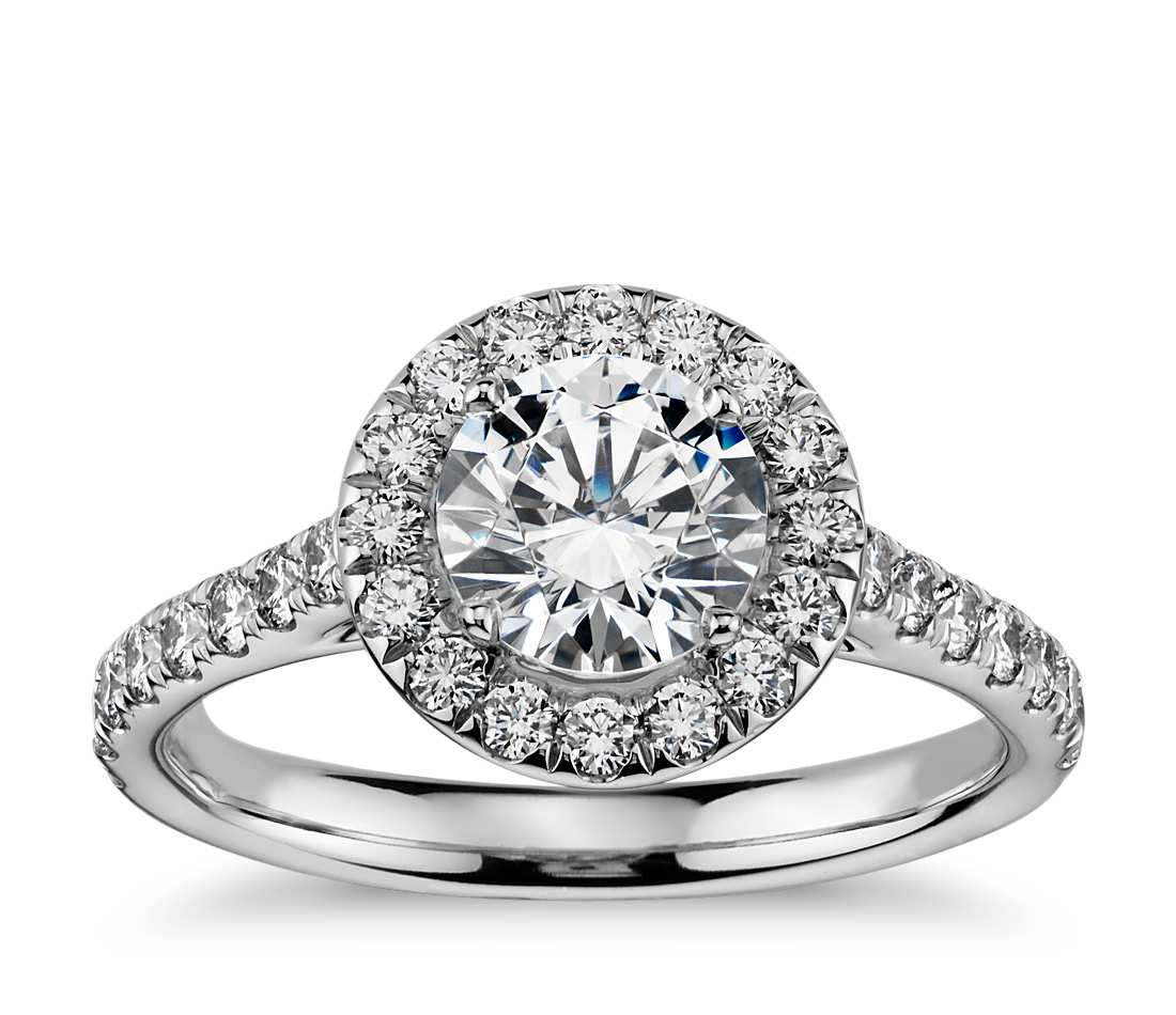 Round Halo Diamond Engagement Rings
 Round Halo Diamond Engagement Ring in 14k White Gold 1 2