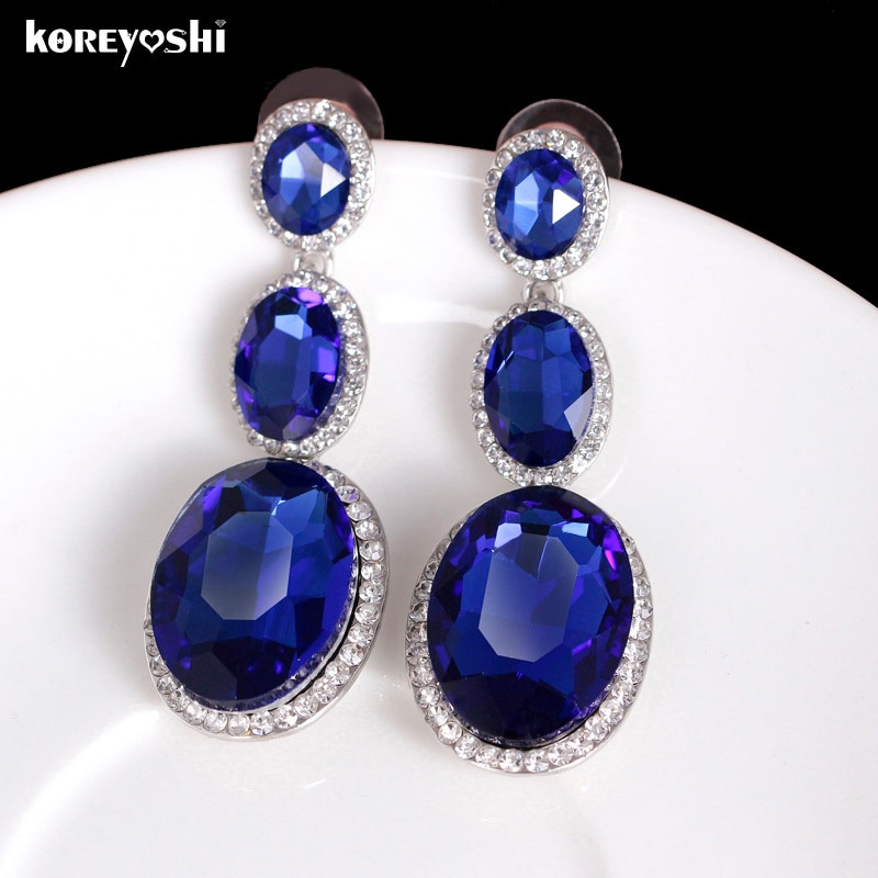 Royal Blue Earrings
 new indian jewelry royal blue Crystal earrings for women