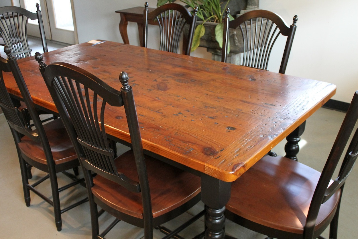 Rustic Farmhouse Kitchen Table
 Very Rustic Farm Table With Chestnut Brown Finish