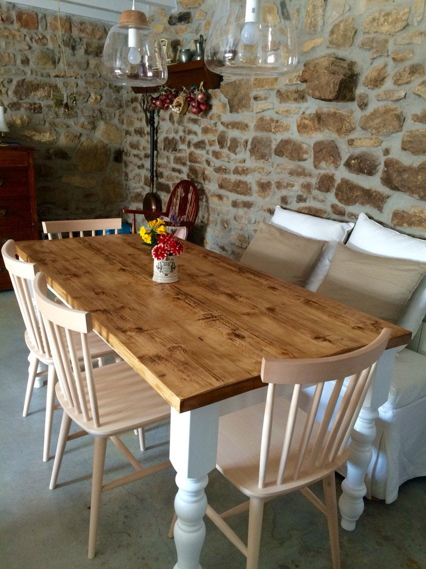 Rustic Farmhouse Kitchen Table
 Rustic Farmhouse Kitchen Table Reclaimed Country Cottage