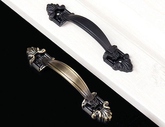 Rustic Kitchen Hardware
 3 75" 5" Dresser Pulls Drawer Pull Handles Black Antique