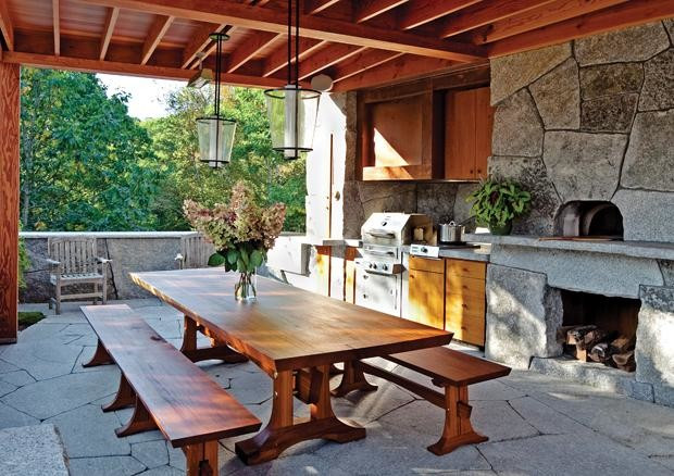 Rustic Outdoor Kitchen
 Rustic Outdoor Kitchen in Camden Maine Contemporary