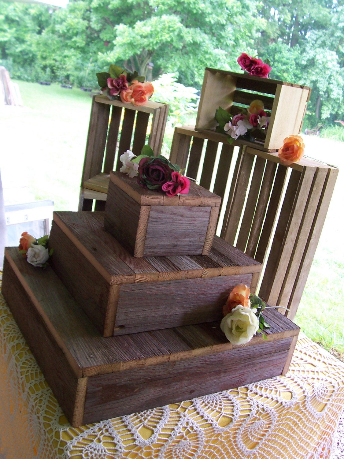 Rustic Wedding Cake Stand
 Rustic cake stands BUNDLE crates rustic cupcake stand wedding