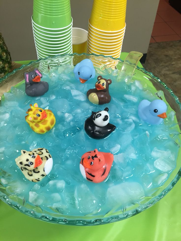 Safari Baby Shower Decorations Ideas
 Jungle baby shower blue Kool Aid punch bowl