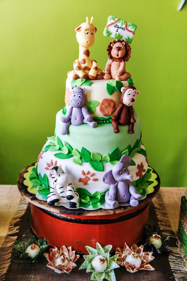 Safari Birthday Cake
 Incredible Jungle Safari First Birthday & Dessert Table