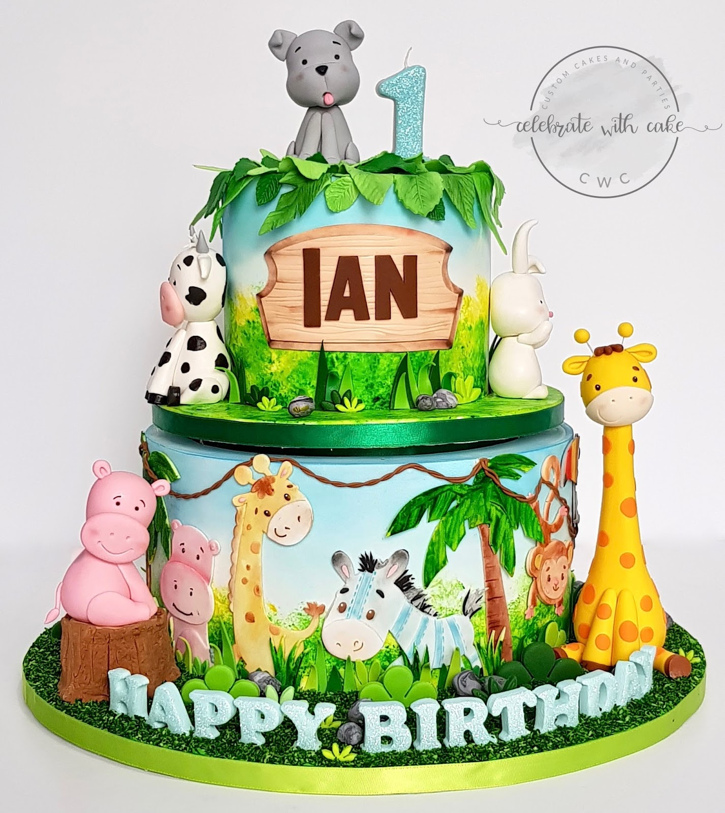 Safari Birthday Cake
 Celebrate with Cake Safari themed Rotating Cake 1st