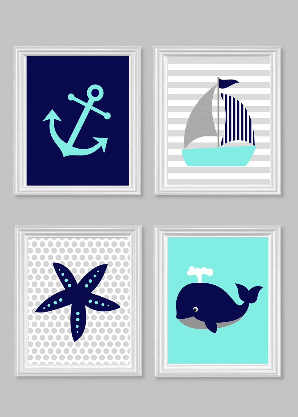 Sailboat Baby Decor
 Nautical Nursery Decor Children Aqua Gray by