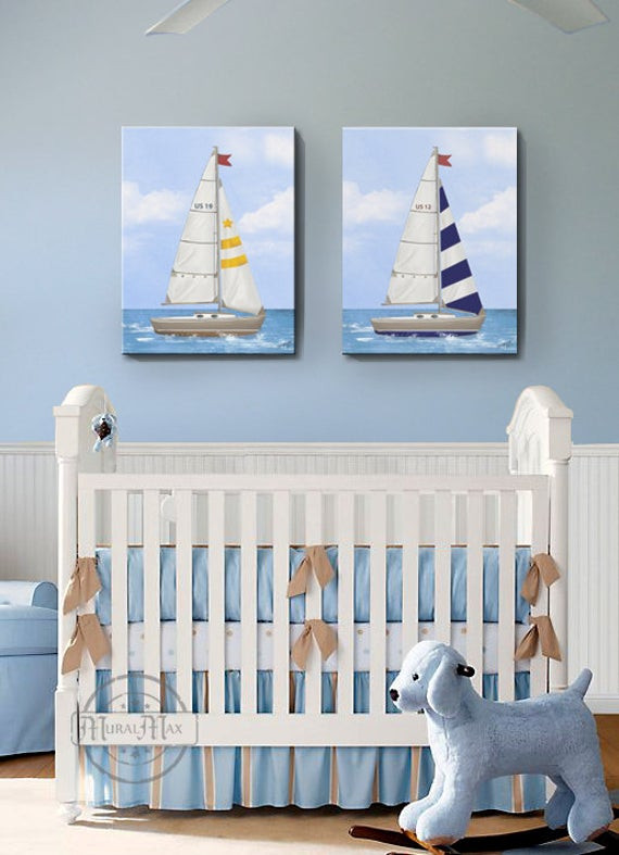 Sailboat Baby Decor
 Sailboat Nursery Art Baby Nursery Room Decor Nautical