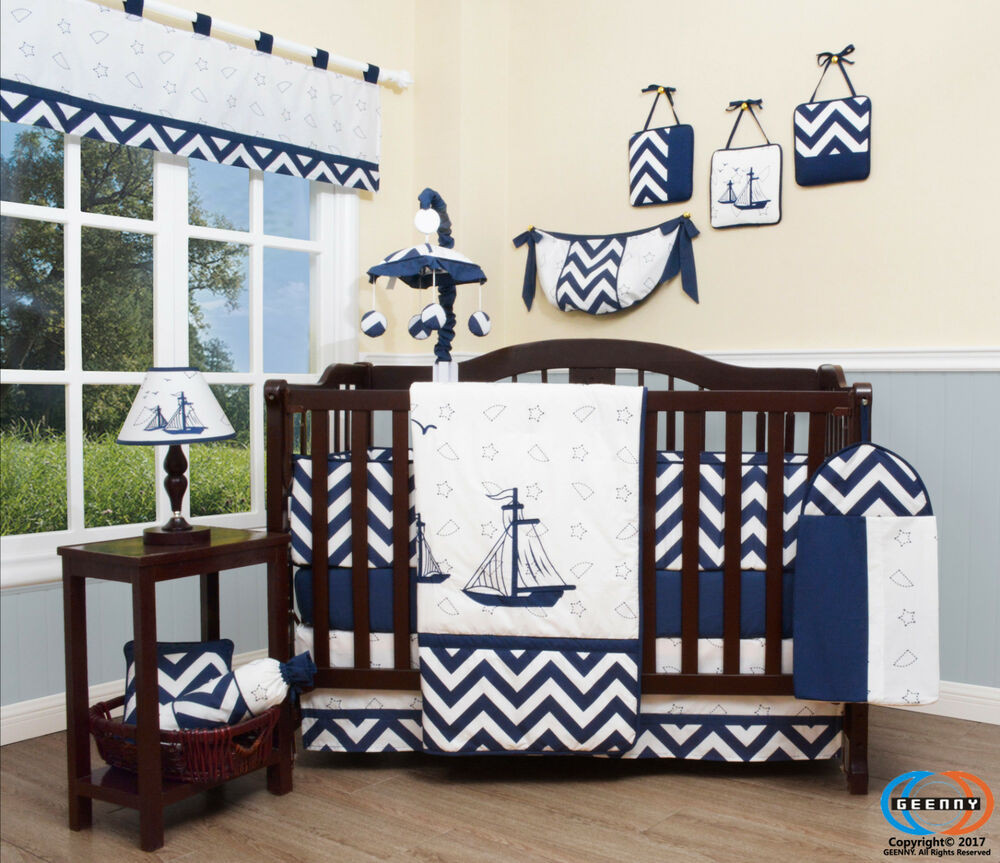 Sailboat Baby Decor
 Baby Nautical Explorer 13 Piece Nursery CRIB BEDDING SET