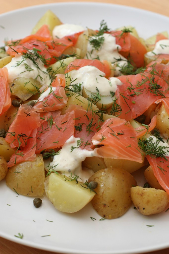 Salad With Smoked Salmon
 Potato Salad with Smoked Salmon and Horseradish Crème