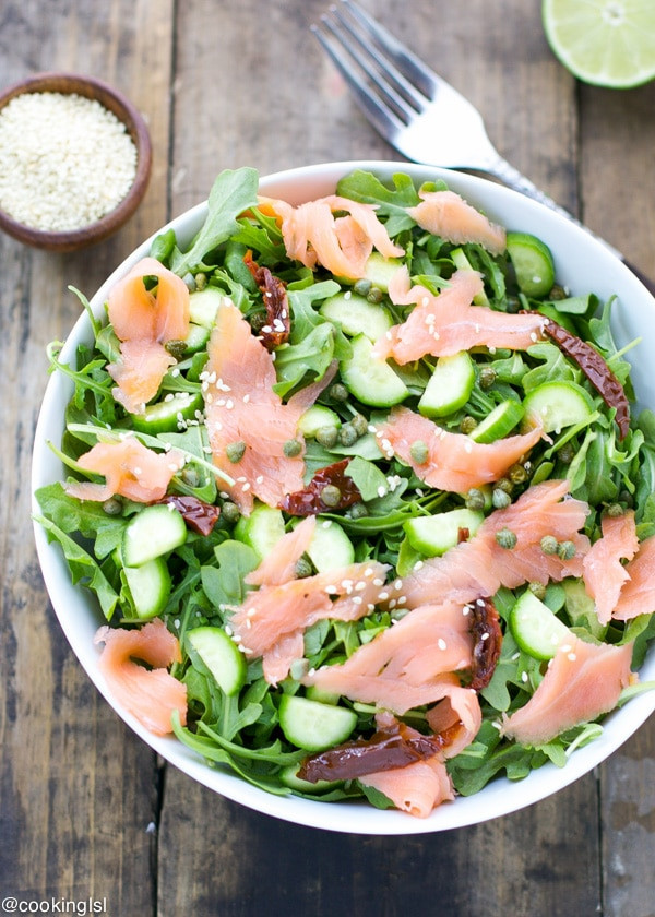 Salad With Smoked Salmon
 Arugula Smoked Salmon And Cucumber Salad