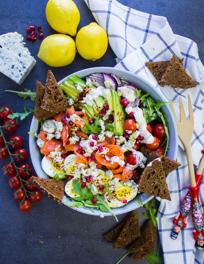 Salad With Smoked Salmon
 Smoked Salmon Salad With Blue Cheese Dressing • Two Purple