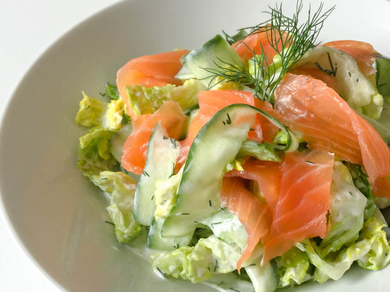 Salad With Smoked Salmon
 Smoked Salmon & Cucumber Salad With Dill Yogurt Dressing