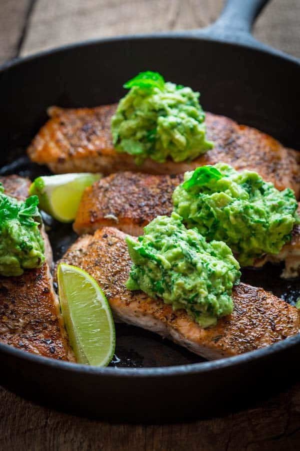Salmon And Avocado Recipes
 easy skillet salmon with avocado and basil Healthy