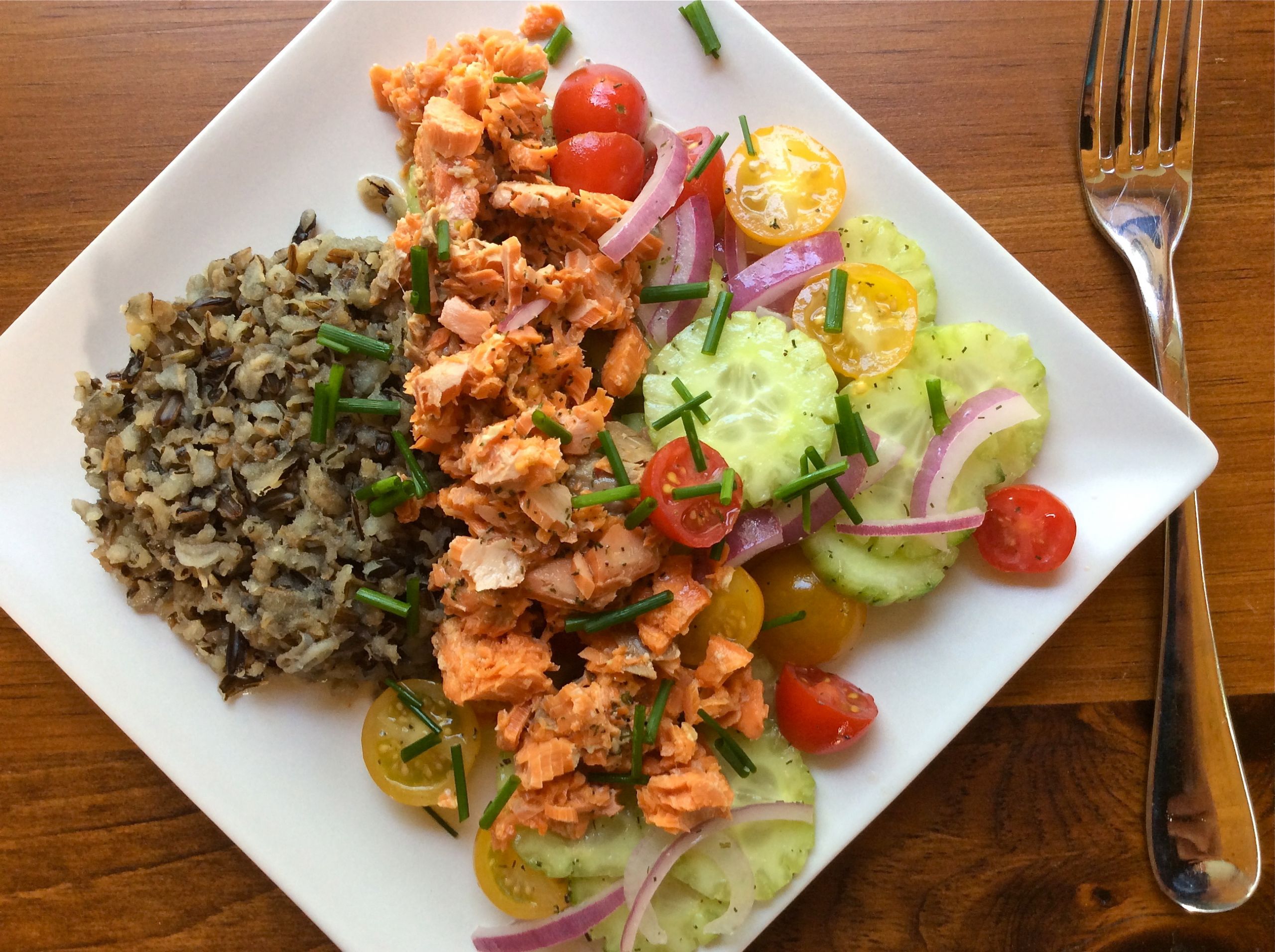Salmon And Wild Rice
 Salmon and Wild Rice Salad with Marinated Ve ables