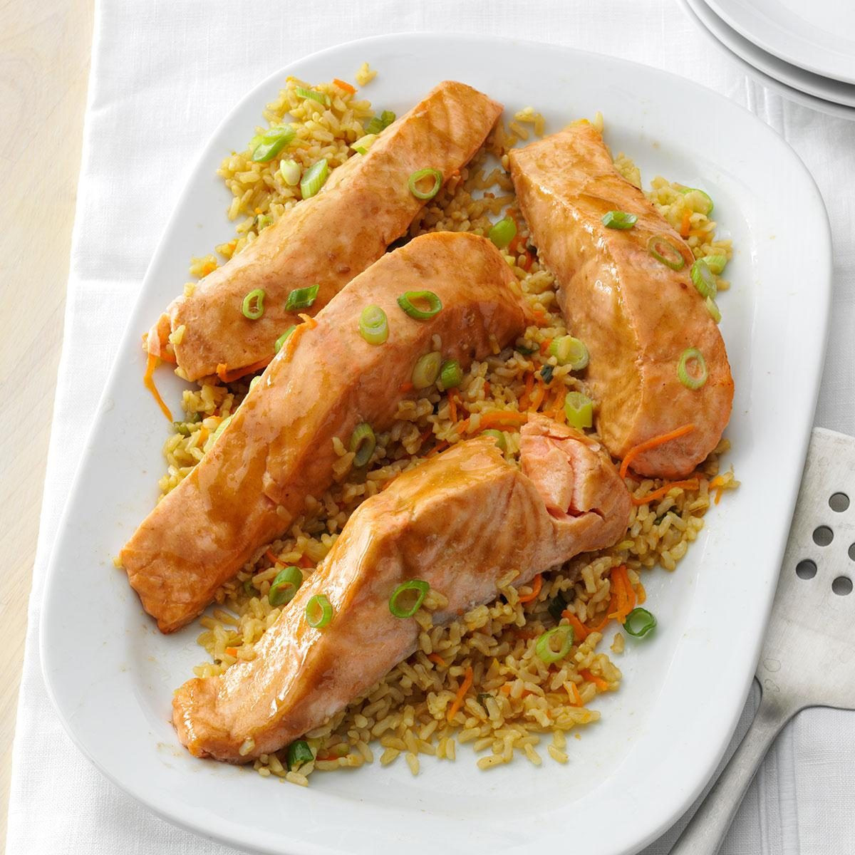 Salmon Brown Rice
 Ginger Salmon with Brown Rice Recipe