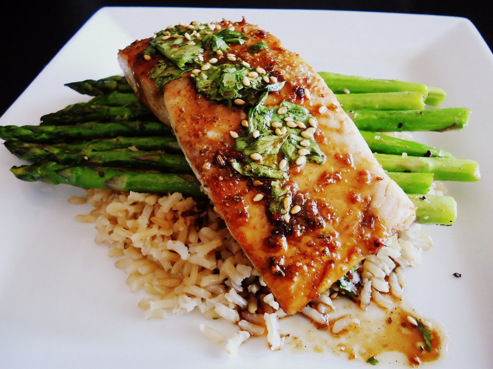 Salmon Brown Rice
 Foo & Fabulous Asian Glazed Sesame Salmon with