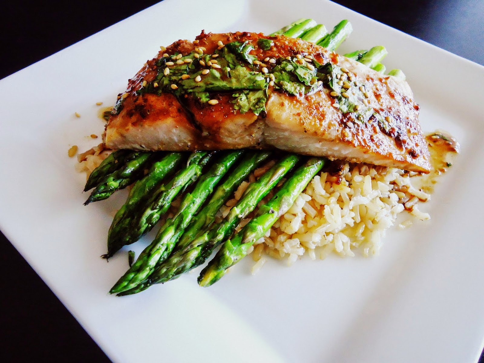 Salmon Brown Rice
 Foo & Fabulous Asian Glazed Sesame Salmon with