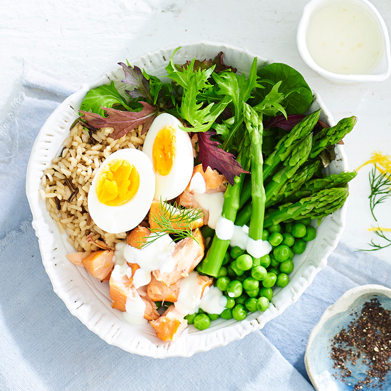 Salmon Brown Rice
 Salmon brown rice and greens bowl Healthy Recipe