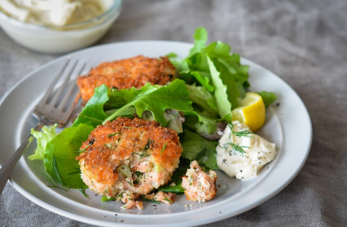 Salmon Crab Cakes
 Salmon Cakes ce Upon a Chef