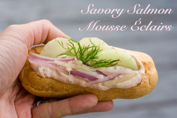 Salmon Hot Dogs
 TASTY TRIX Savory Salmon Mousse Eclair "Hot Dogs" for the