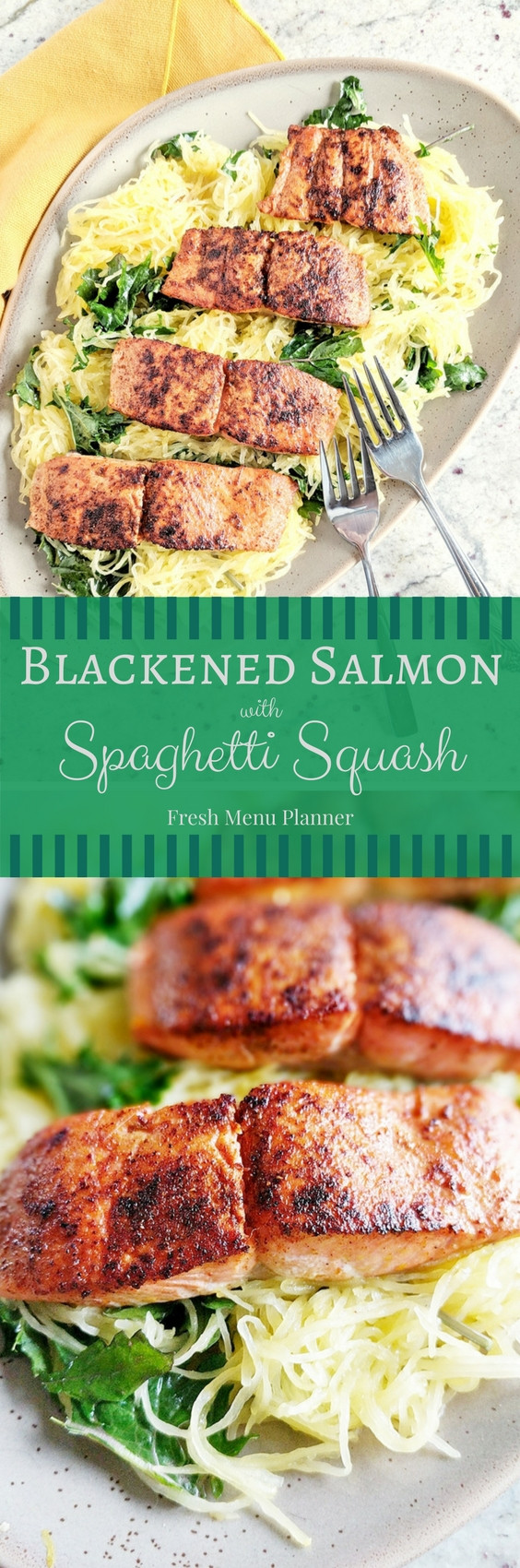 Salmon Spaghetti Squash
 Blackened Salmon and Spaghetti Squash are a Healthy Tasty Duo