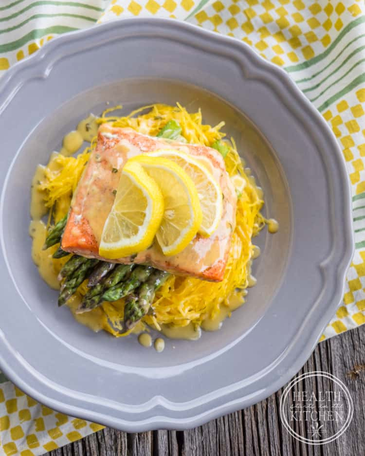 Salmon Spaghetti Squash
 Oven Baked Salmon Asparagus & Spaghetti Squash with Lemon