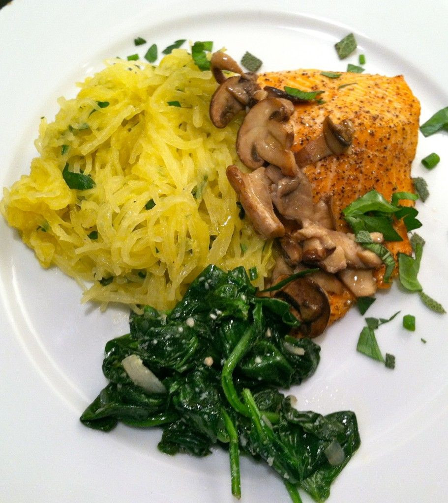 Salmon Spaghetti Squash
 Herbed Spaghetti Squash with Grilled Salmon