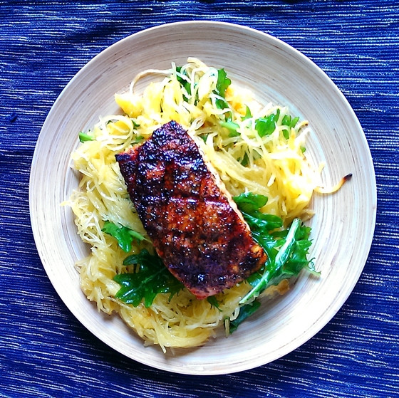 Salmon Spaghetti Squash
 Blackened Salmon and Spaghetti Squash