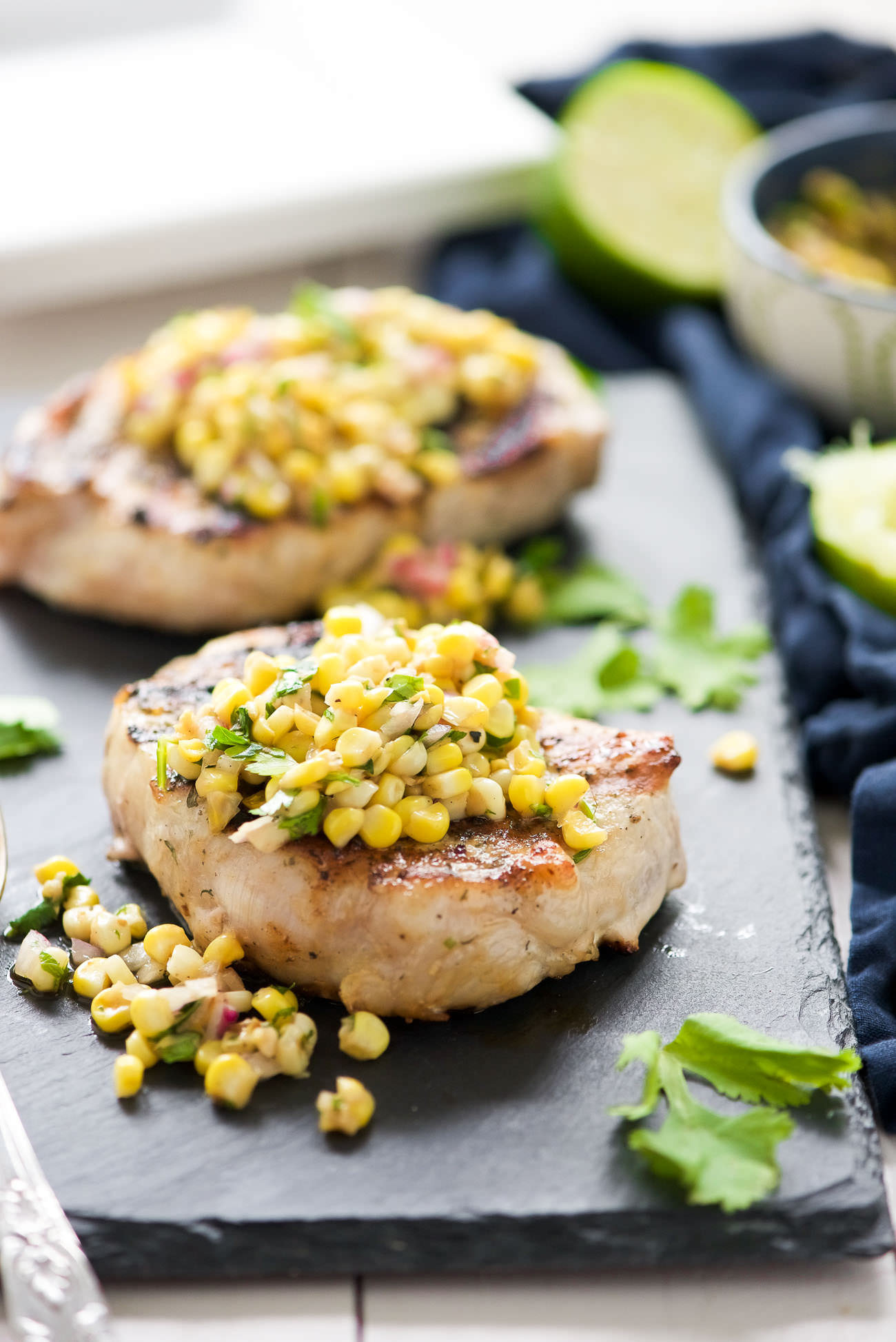 Salsa Pork Chops
 Ranch Pork Chops with Grilled Jalapeno Corn Salsa With