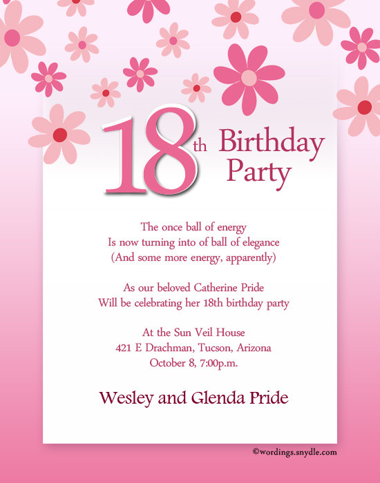 Sample Birthday Invitation Wording
 18th Birthday Party Invitation Wording – Wordings and Messages