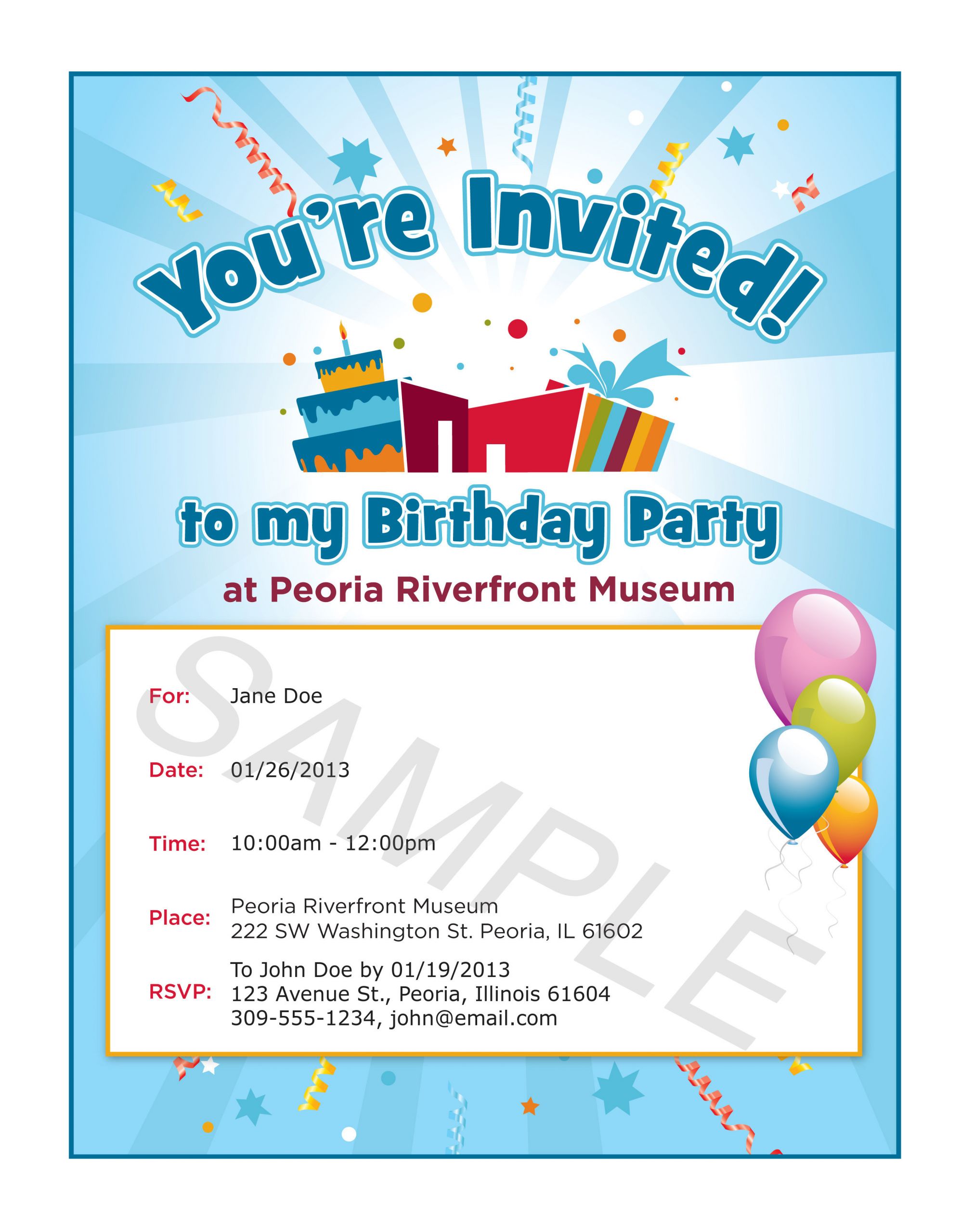 Sample Birthday Invitation Wording
 Plan Your Visit Event Rentals Birthday Parties