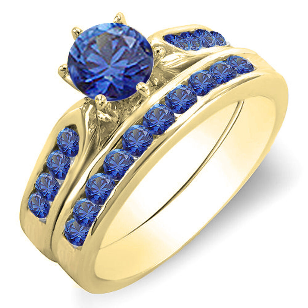 Sapphire Wedding Rings Sets
 14K Yellow Gold Blue Sapphire La s Bridal Engagement