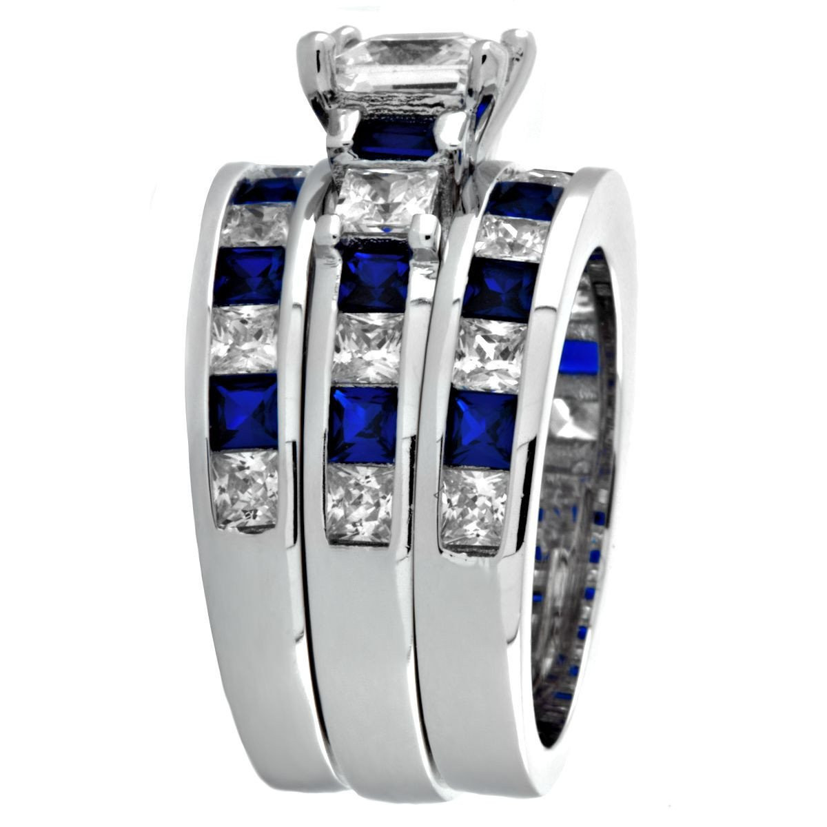 Sapphire Wedding Rings Sets
 Olivia 3 Stunning 6 56c created Blue Sapphire 3 Pc