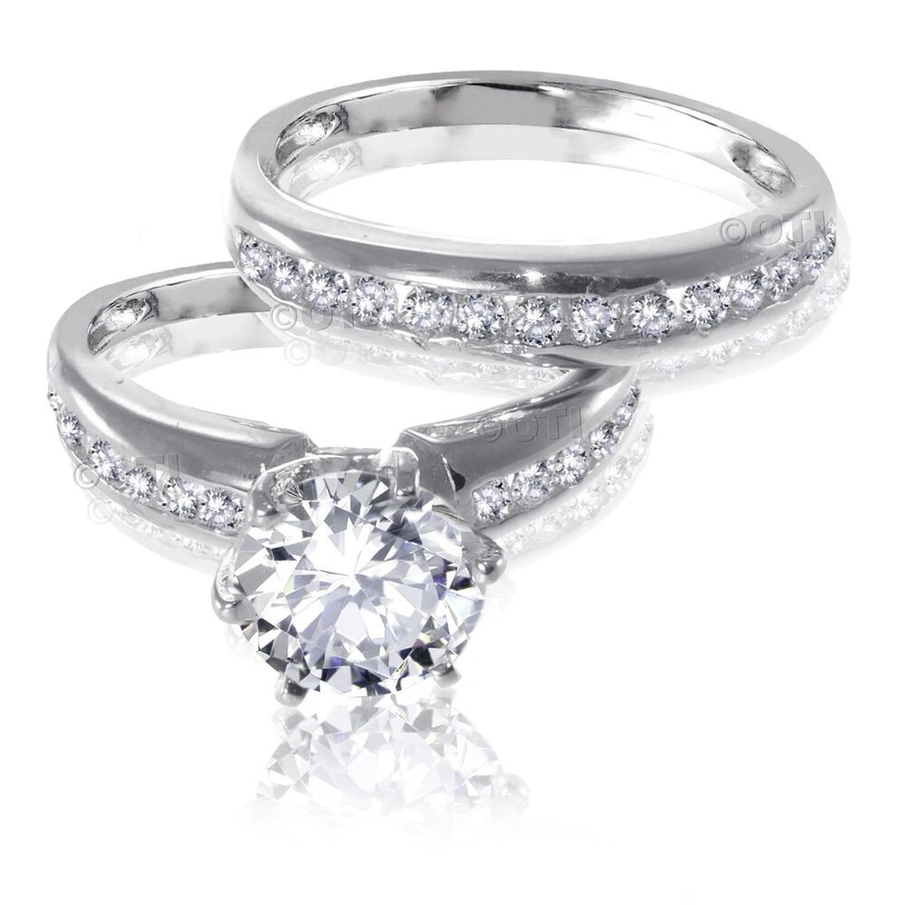 Sapphire Wedding Rings Sets
 Brilliant Cut White Sapphire Engagement Wedding Genuine