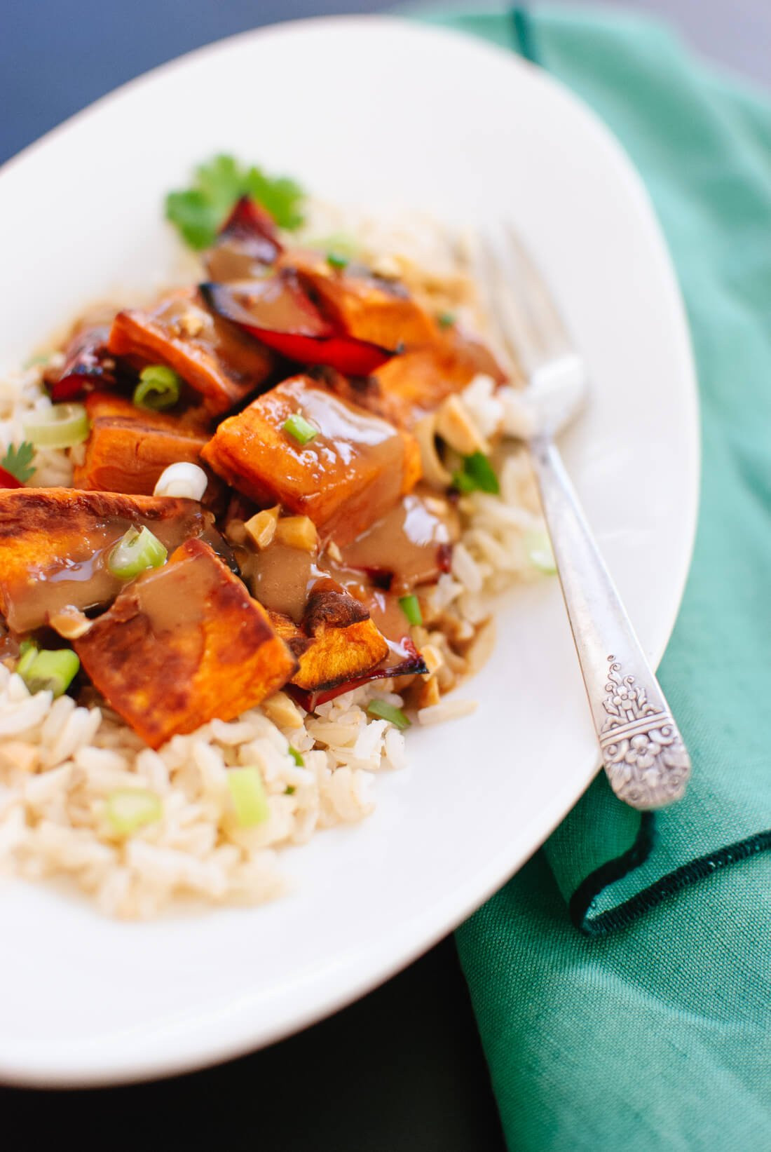 Sauces For Rice
 Spicy Thai Peanut Sauce over Roasted Sweet Potatoes and