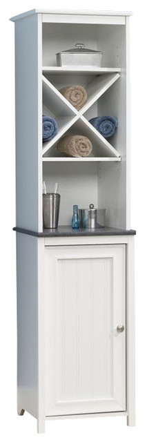 Sauder Bathroom Cabinets
 Sauder Caraway Linen Tower in Soft White Contemporary