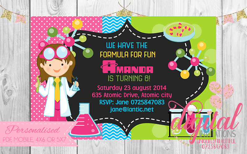Science Birthday Party Invitations
 Mad Science Birthday Party Invitation – Digital Invitations
